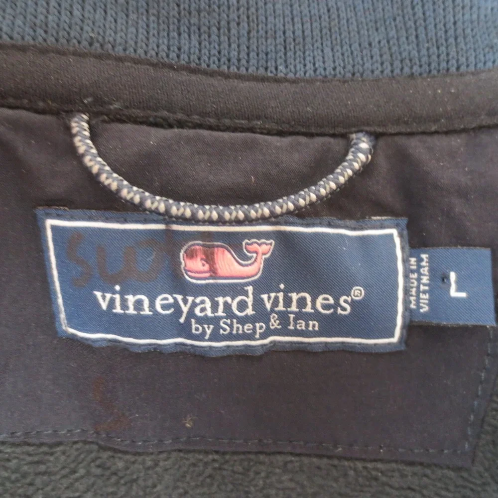 Vineyard Vines Vest Mens L Navy Mountain‎ Sweater Fleece Full Zip Outdoor Hiking